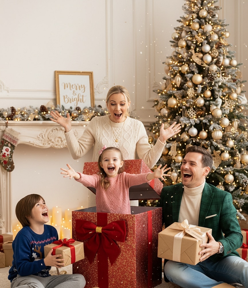 After: Gift Box Fun00003.jpg with ribbons, faux presents, bright floor lighting